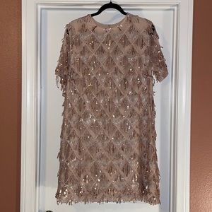 Pink-mini dress with sequins